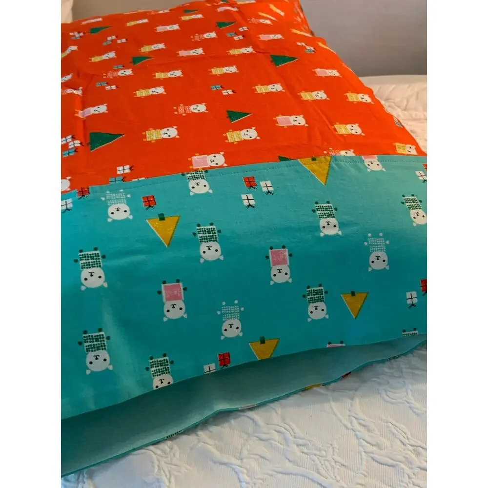 Handmade Christmas Cat Pillowcase Set: Ruby Star Society Quilting Cotton